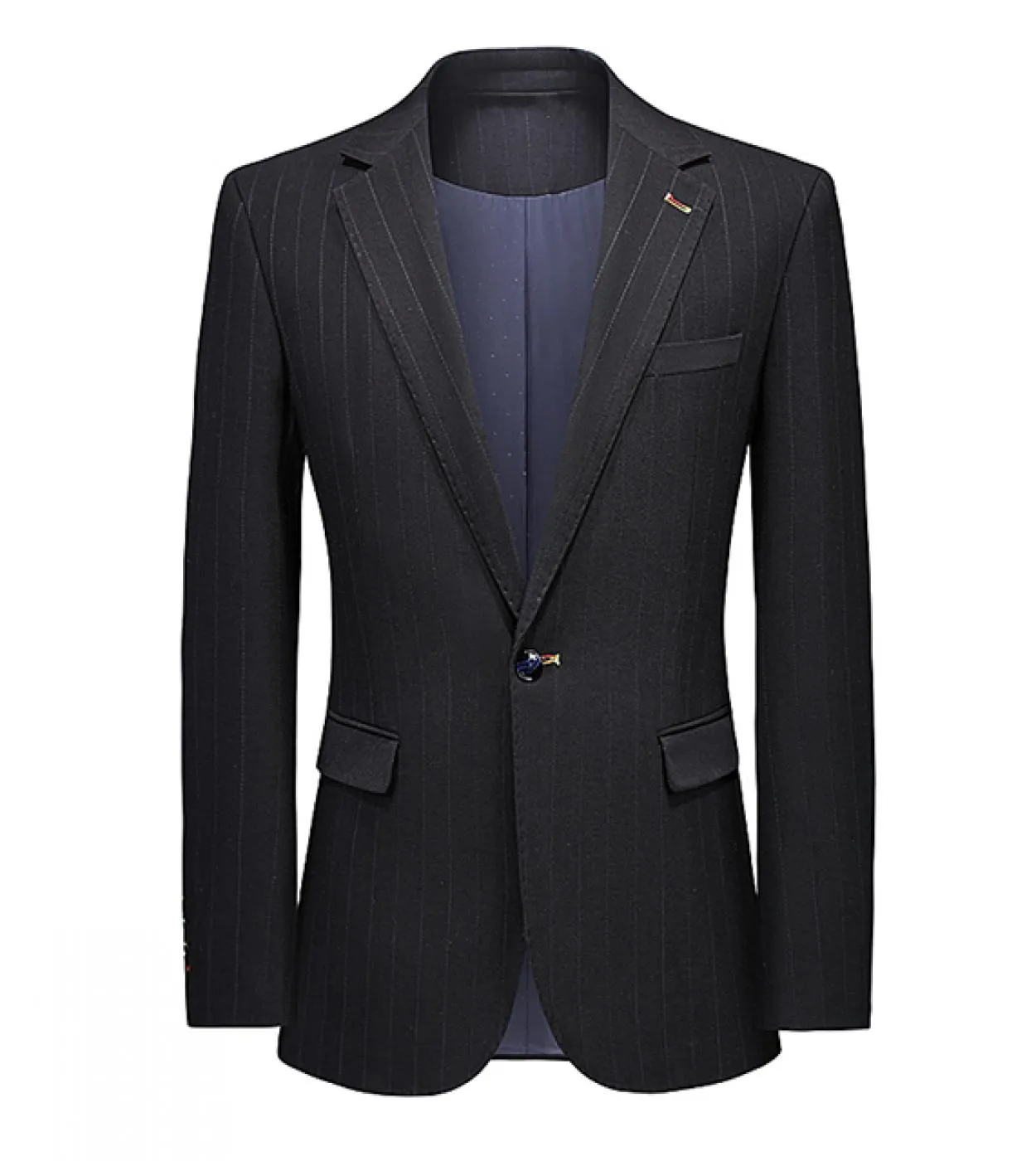 Elegante giacca da uomo slim fit giacca da uomo di alta qualità giacca a righe blu primavera autunno indietro due spacchi abito