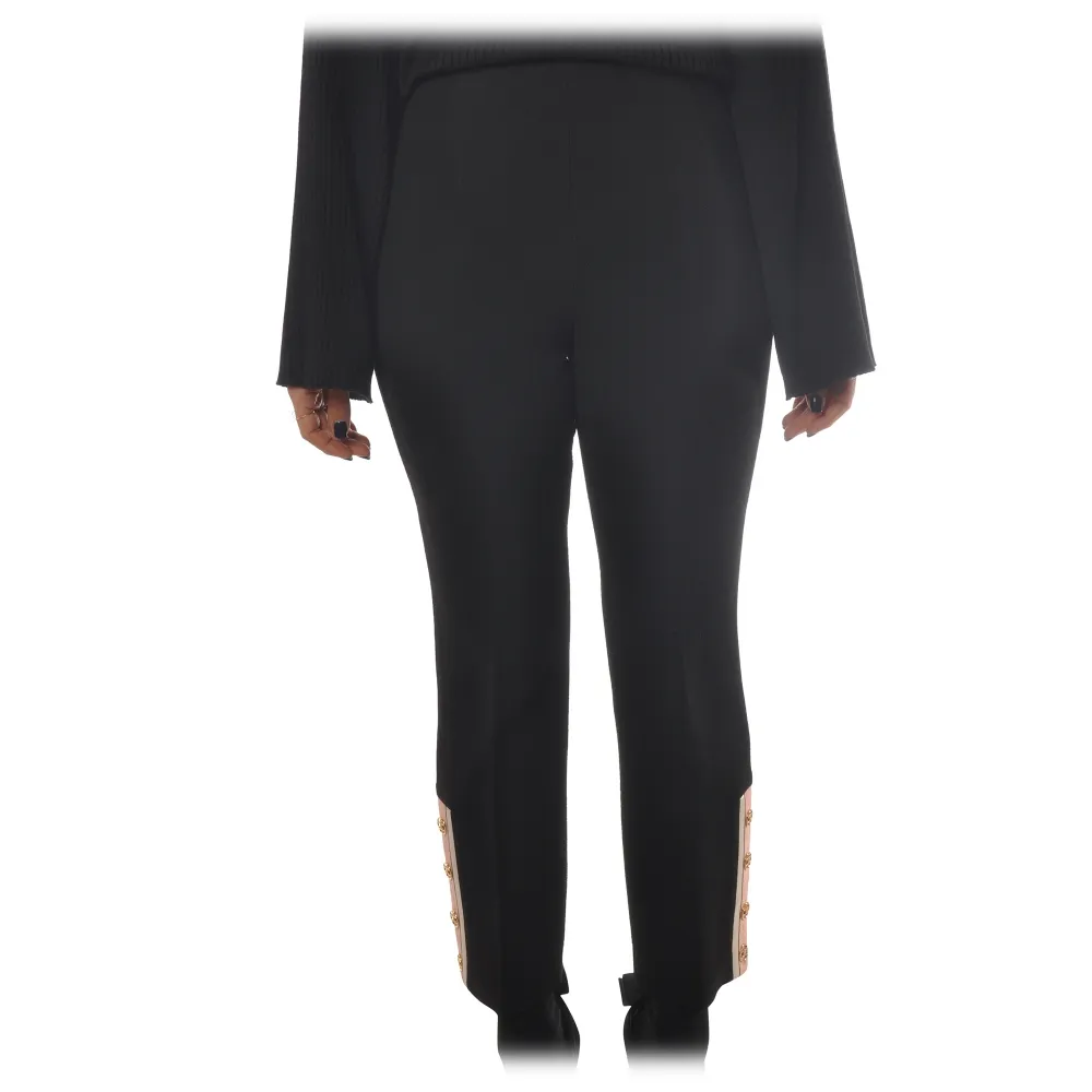 Elisabetta Franchi - Pantalone a Vita Alta Senza Tasche - Nero - Pantaloni - Made in Italy - Luxury Exclusive Collection