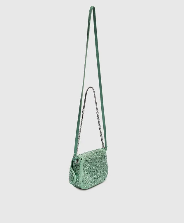 Ermanno Scervino Borsa a tracolla Audrey in suede verde con cristalli D443S361CTUVV