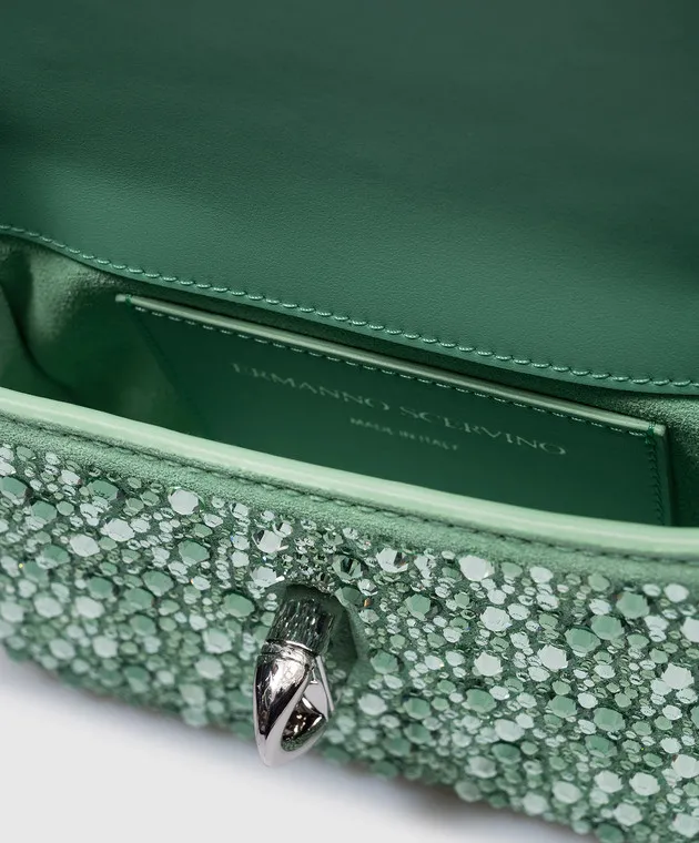 Ermanno Scervino Borsa a tracolla Audrey in suede verde con cristalli D443S361CTUVV