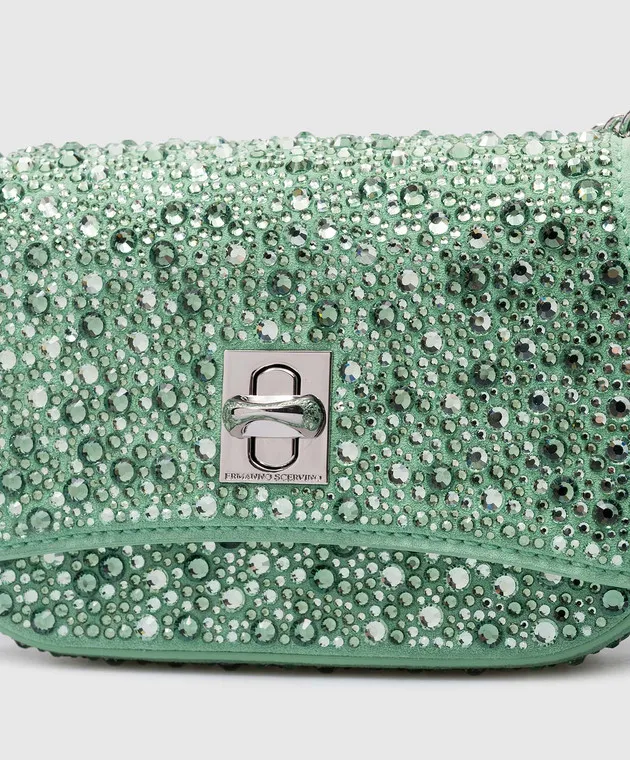Ermanno Scervino Borsa a tracolla Audrey in suede verde con cristalli D443S361CTUVV