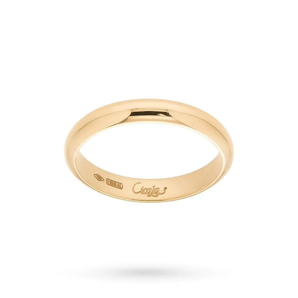 Fede nuziale classica artigianale Cicala oro giallo 18kt