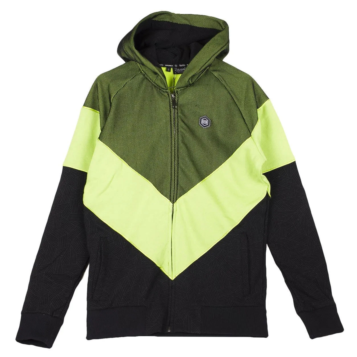 Felpa Cappuccio Zip Uomo Volo Black/fluo Green