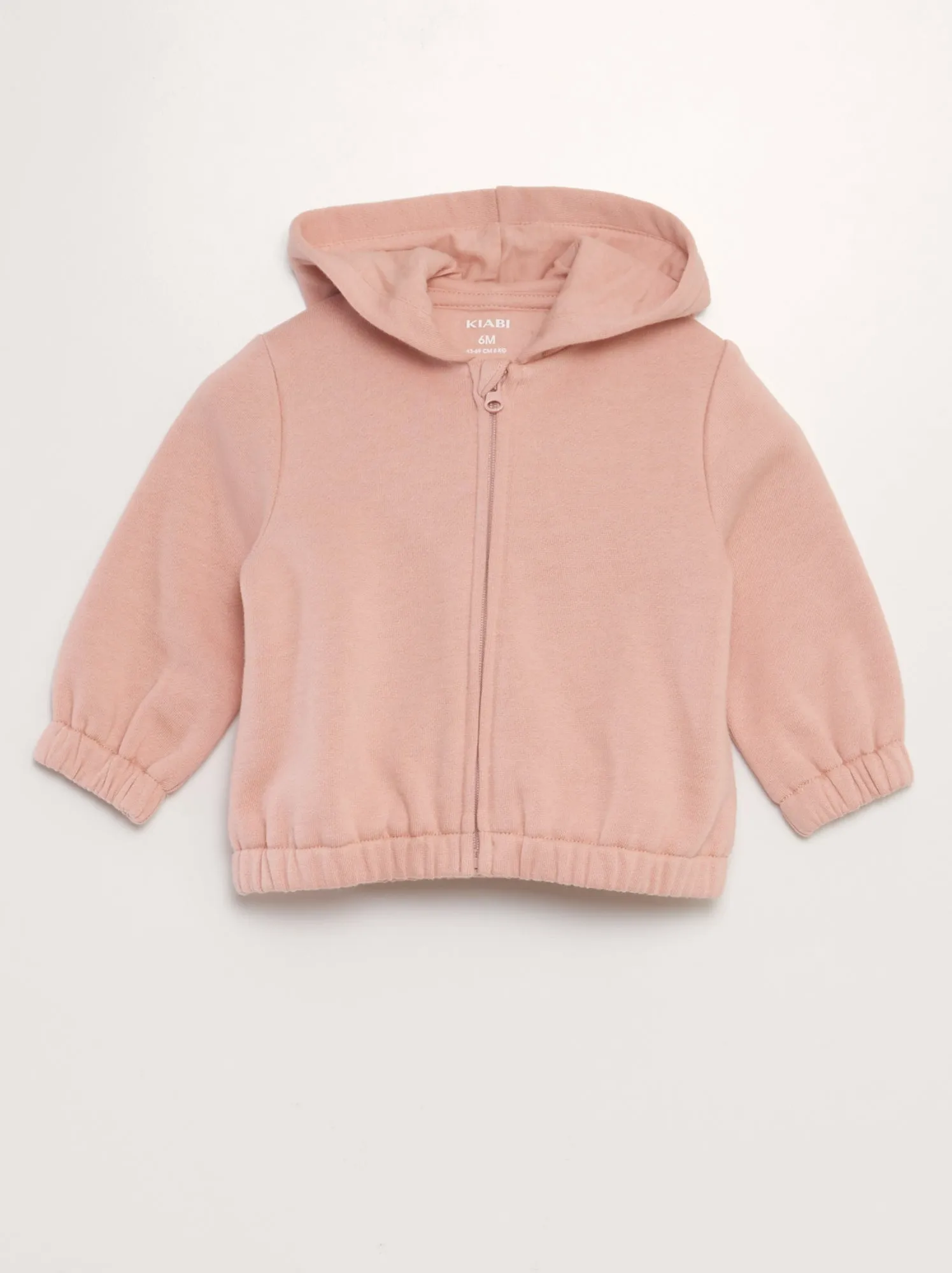 Felpa con cappuccio e zip in tessuto felpato caldo - ROSA