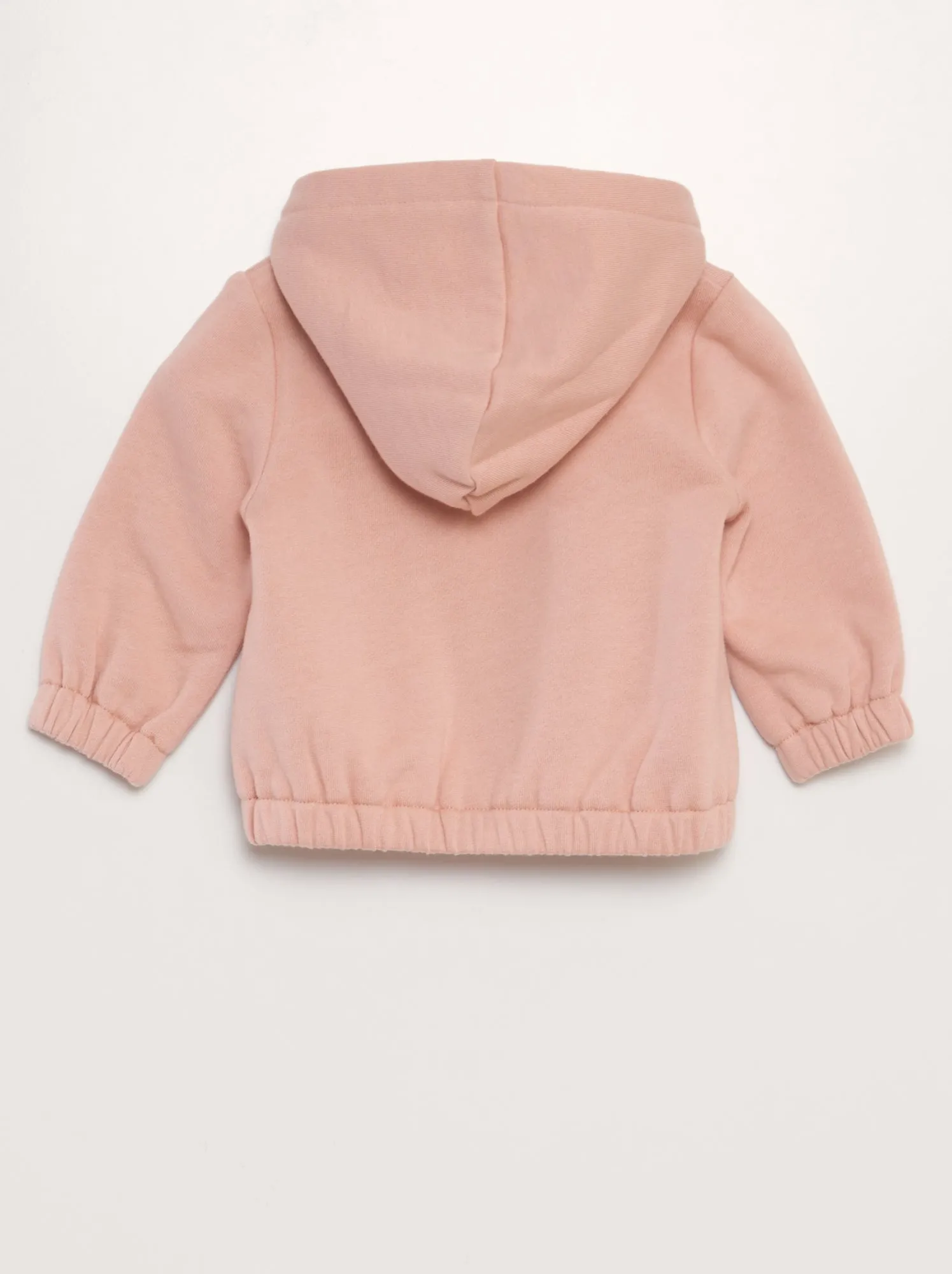 Felpa con cappuccio e zip in tessuto felpato caldo - ROSA