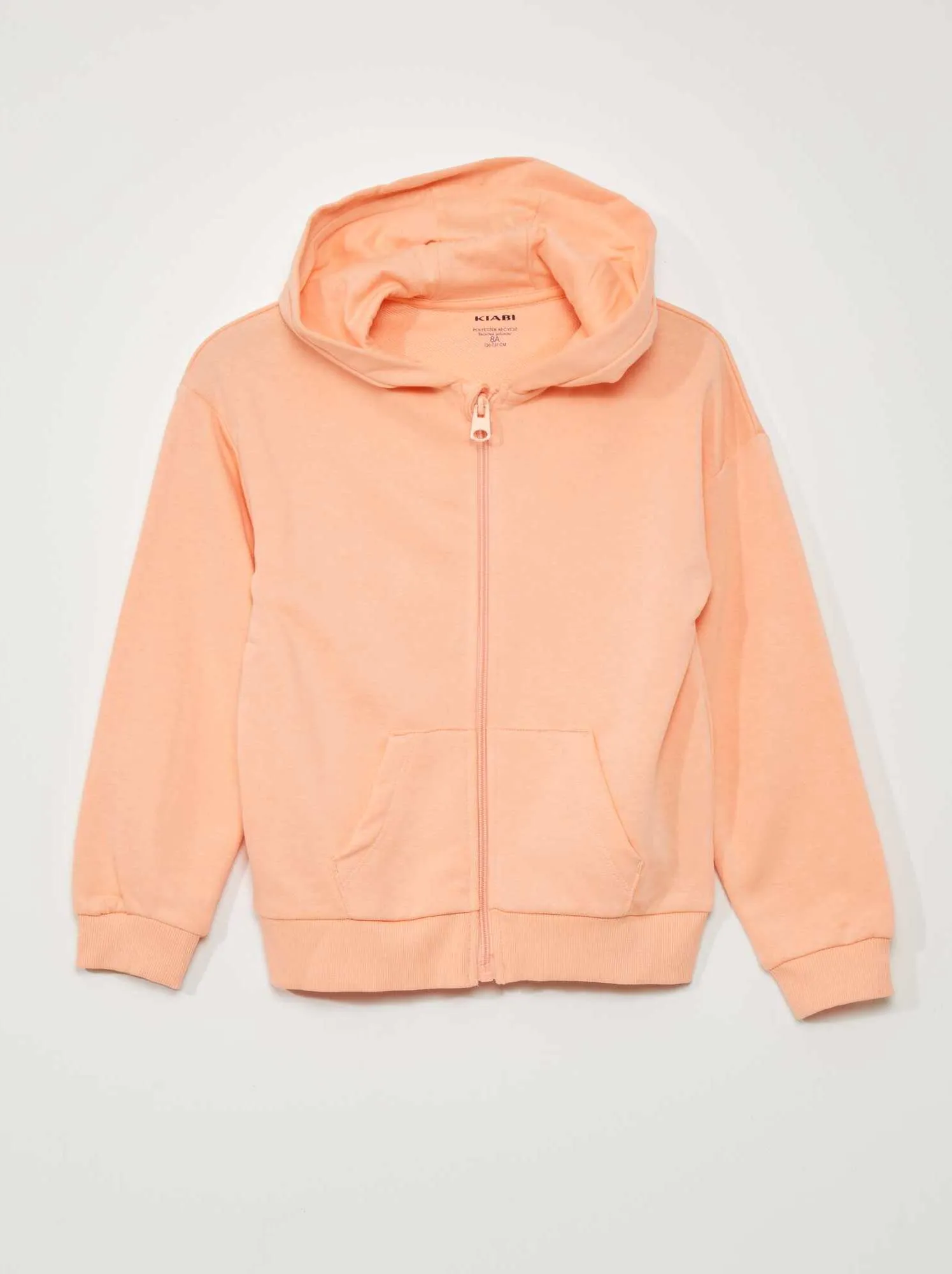 Felpa con zip in french terry - ARANCIONE