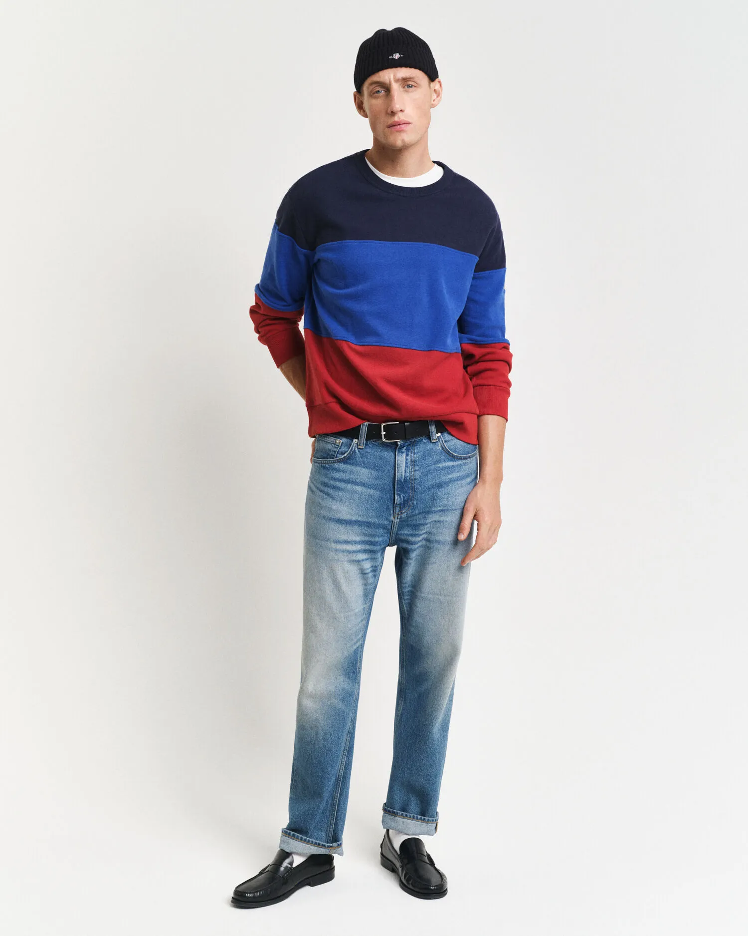 Felpa girocollo colour block    