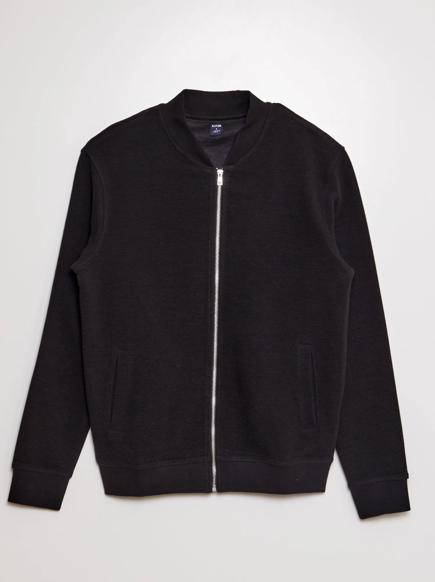 Felpa in maglia con apertura con zip - nero