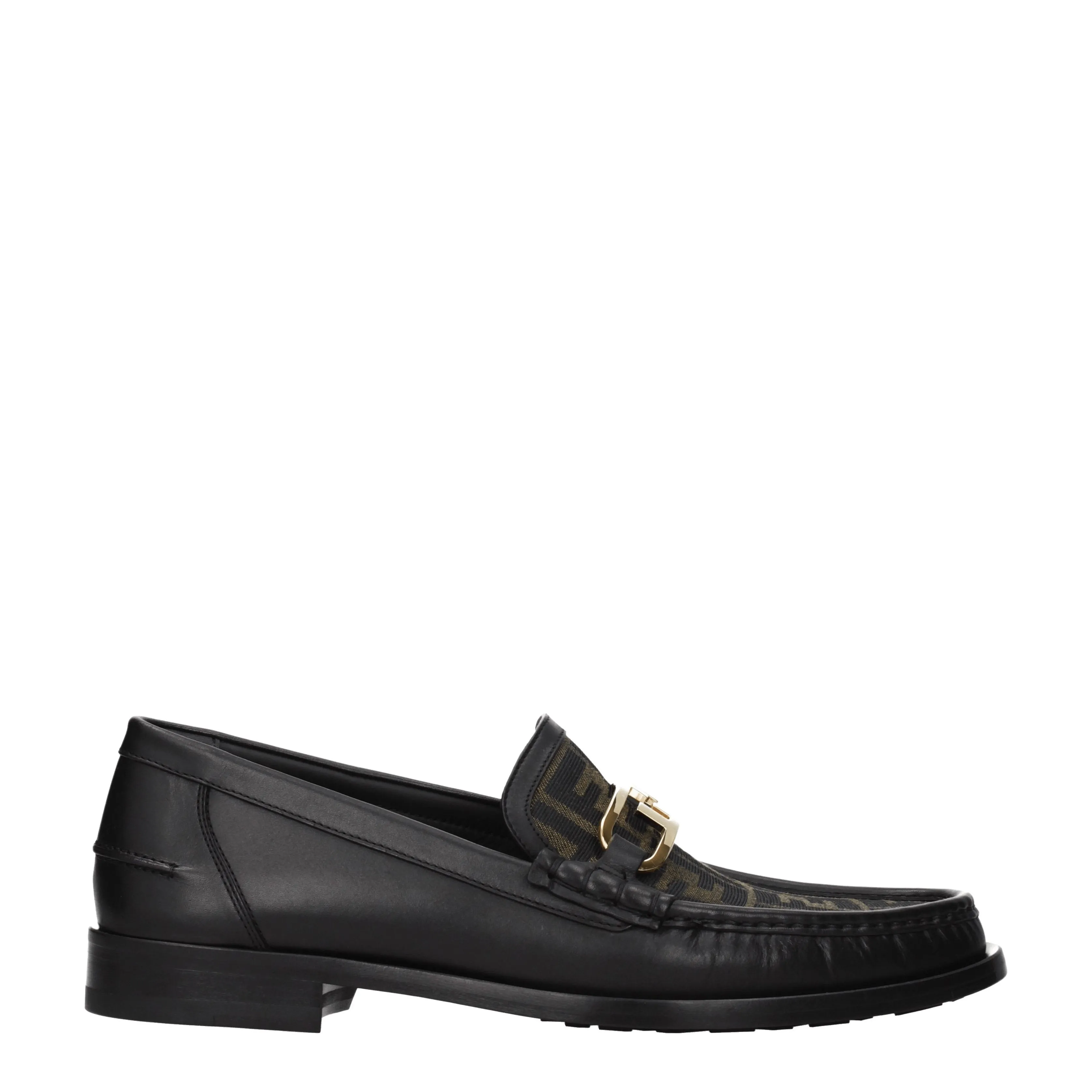 Fendi Mocassini Uomo Pelle Nero/Marrone