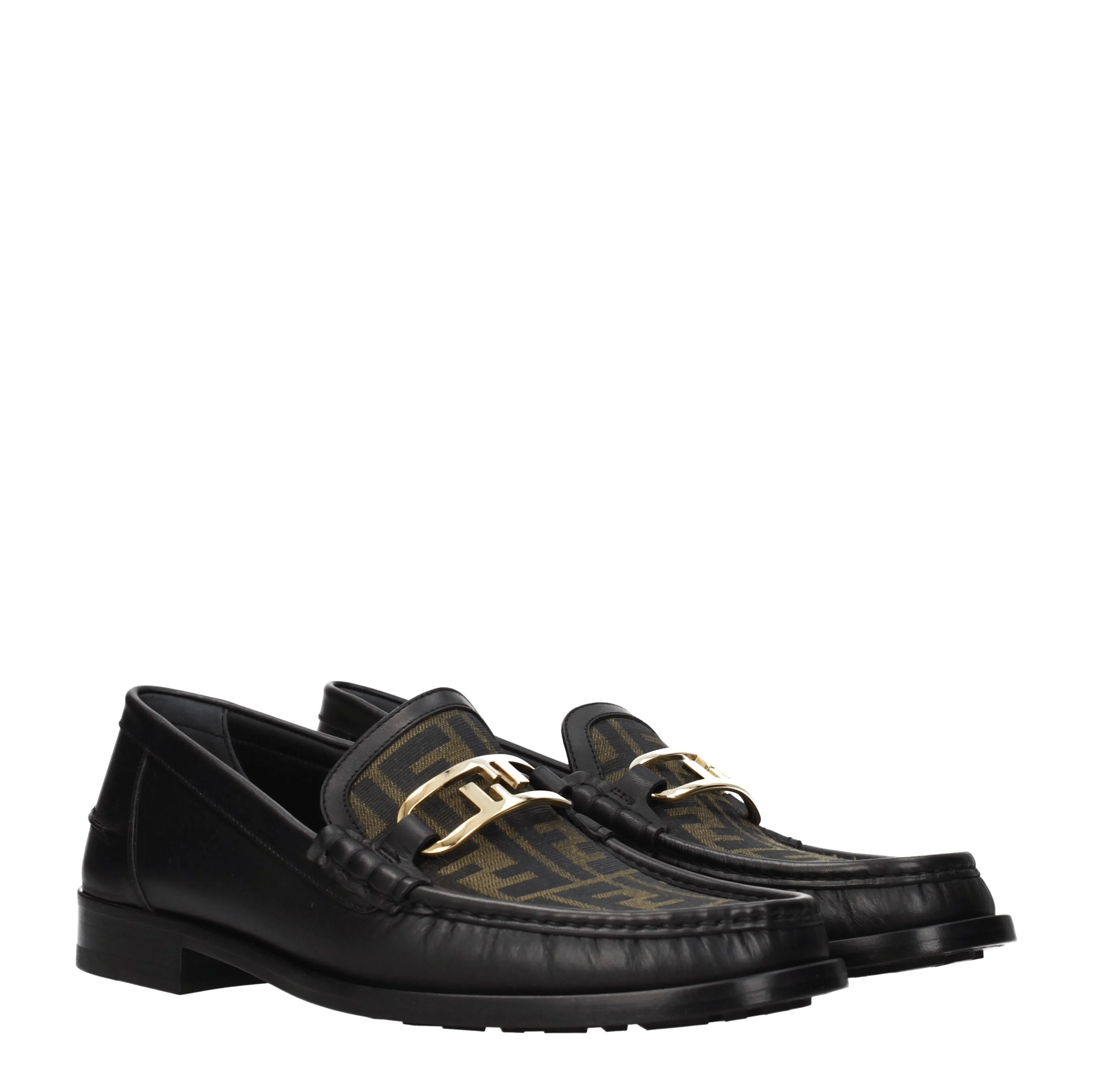 Fendi Mocassini Uomo Pelle Nero/Marrone