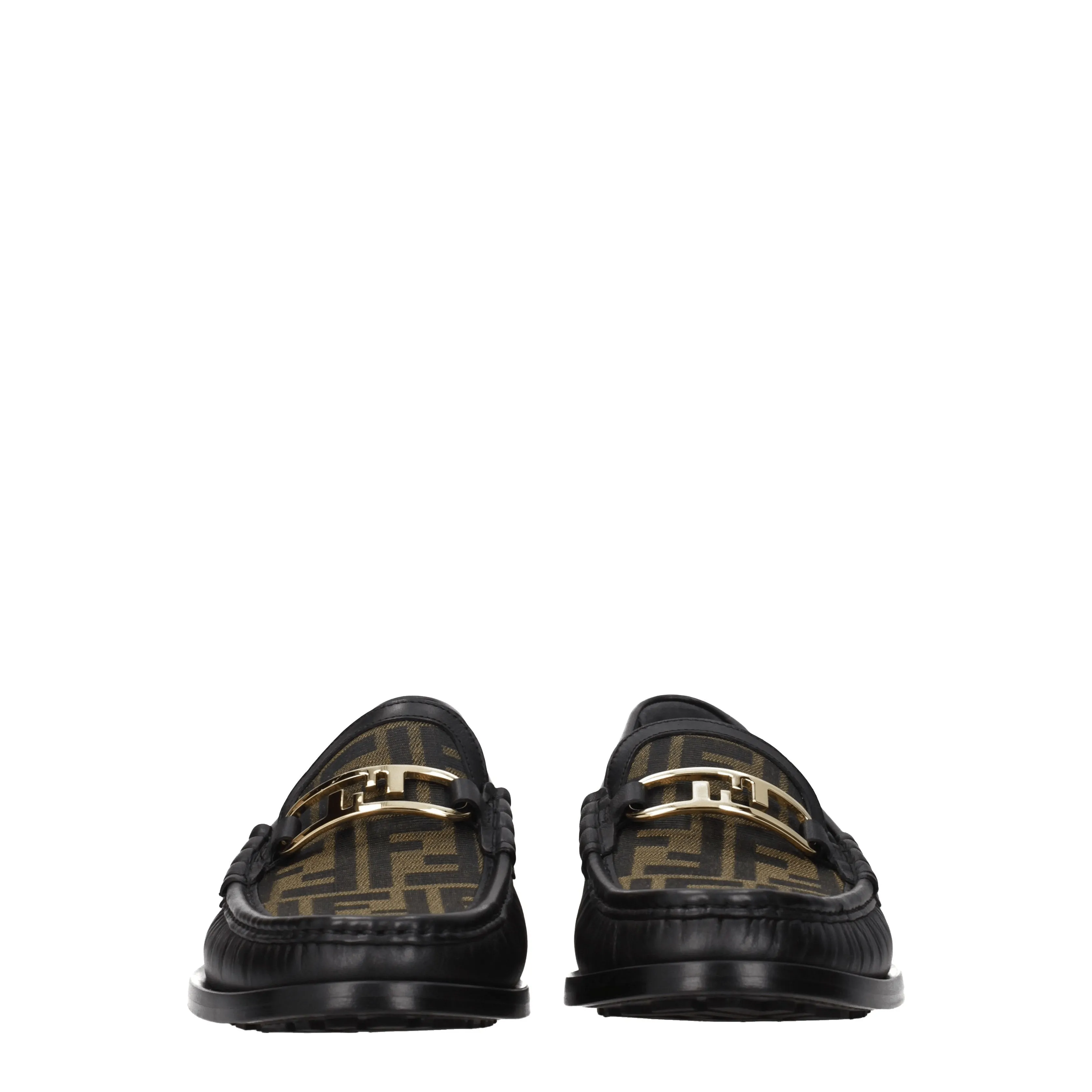 Fendi Mocassini Uomo Pelle Nero/Marrone