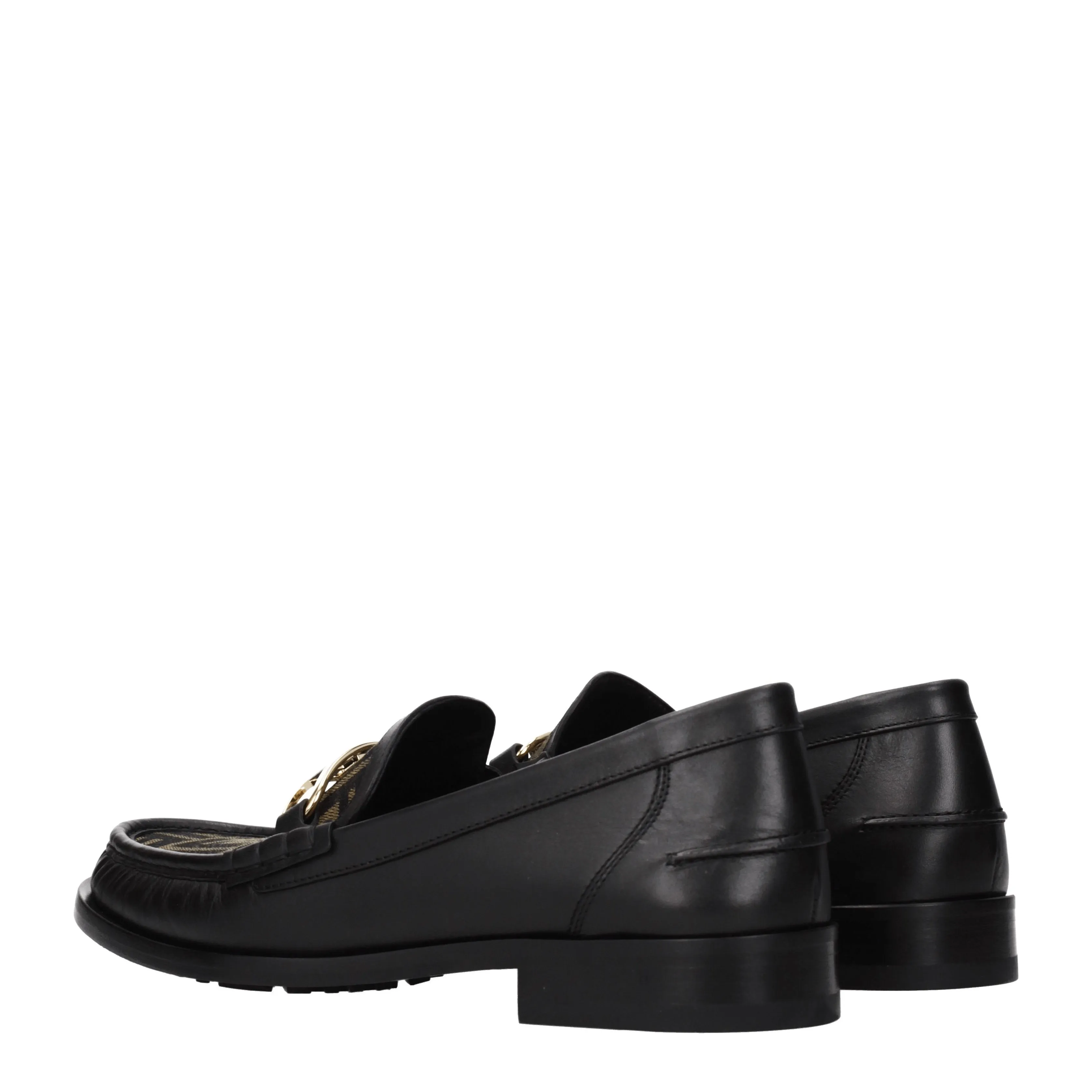 Fendi Mocassini Uomo Pelle Nero/Marrone