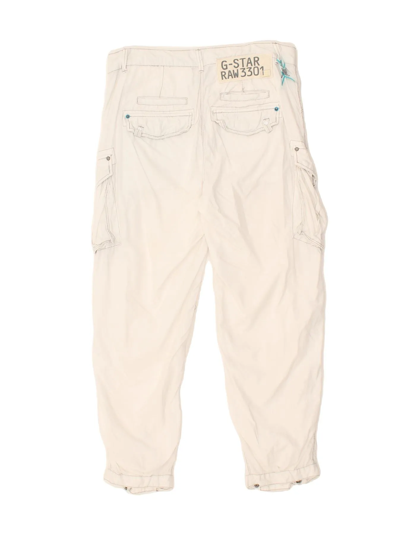 G-STAR Womens Crop Tapered Cargo Trousers  W34 L27 Off White