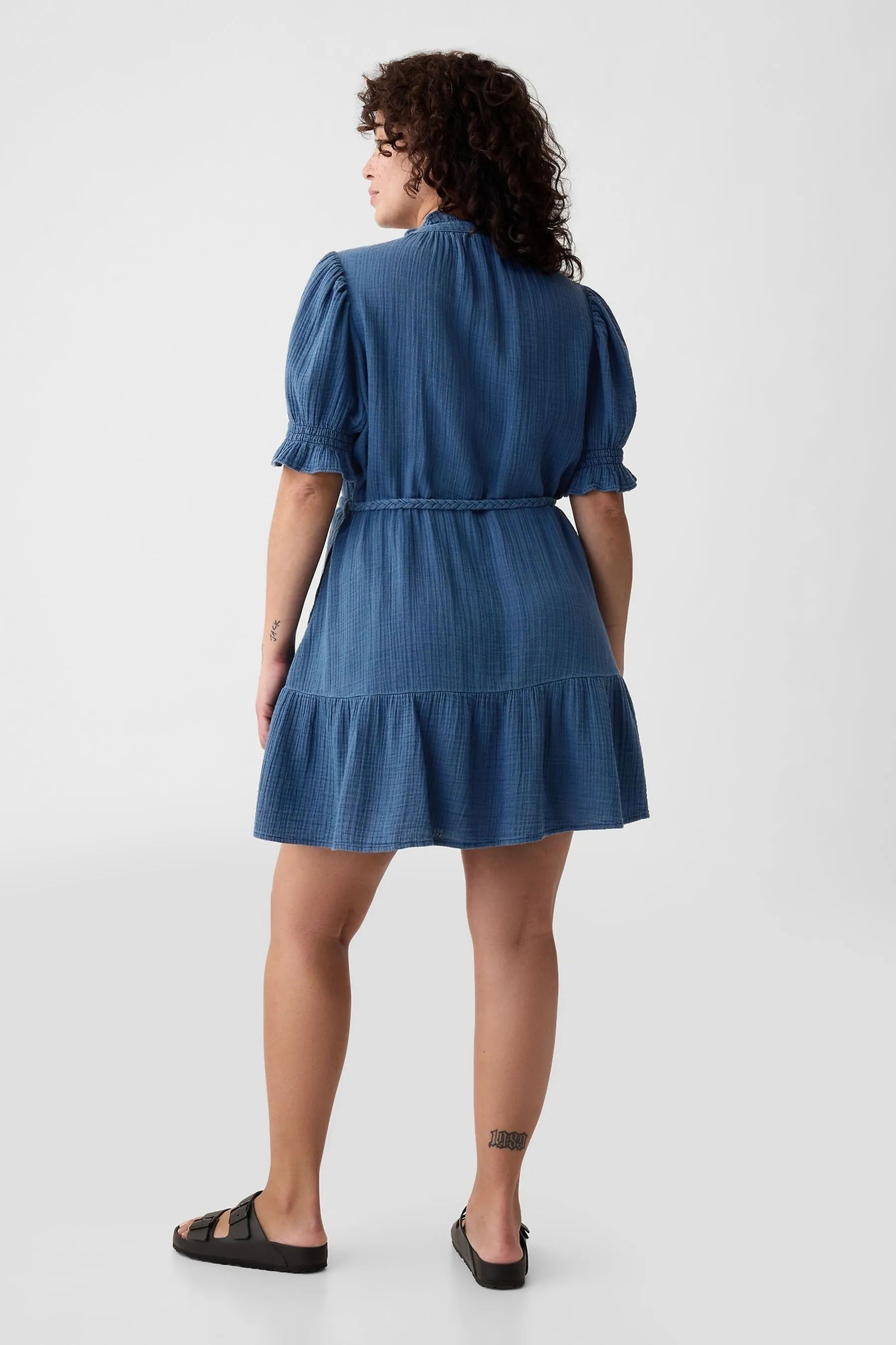 Gap Denim-Look - Abito corto stropicciato a balze