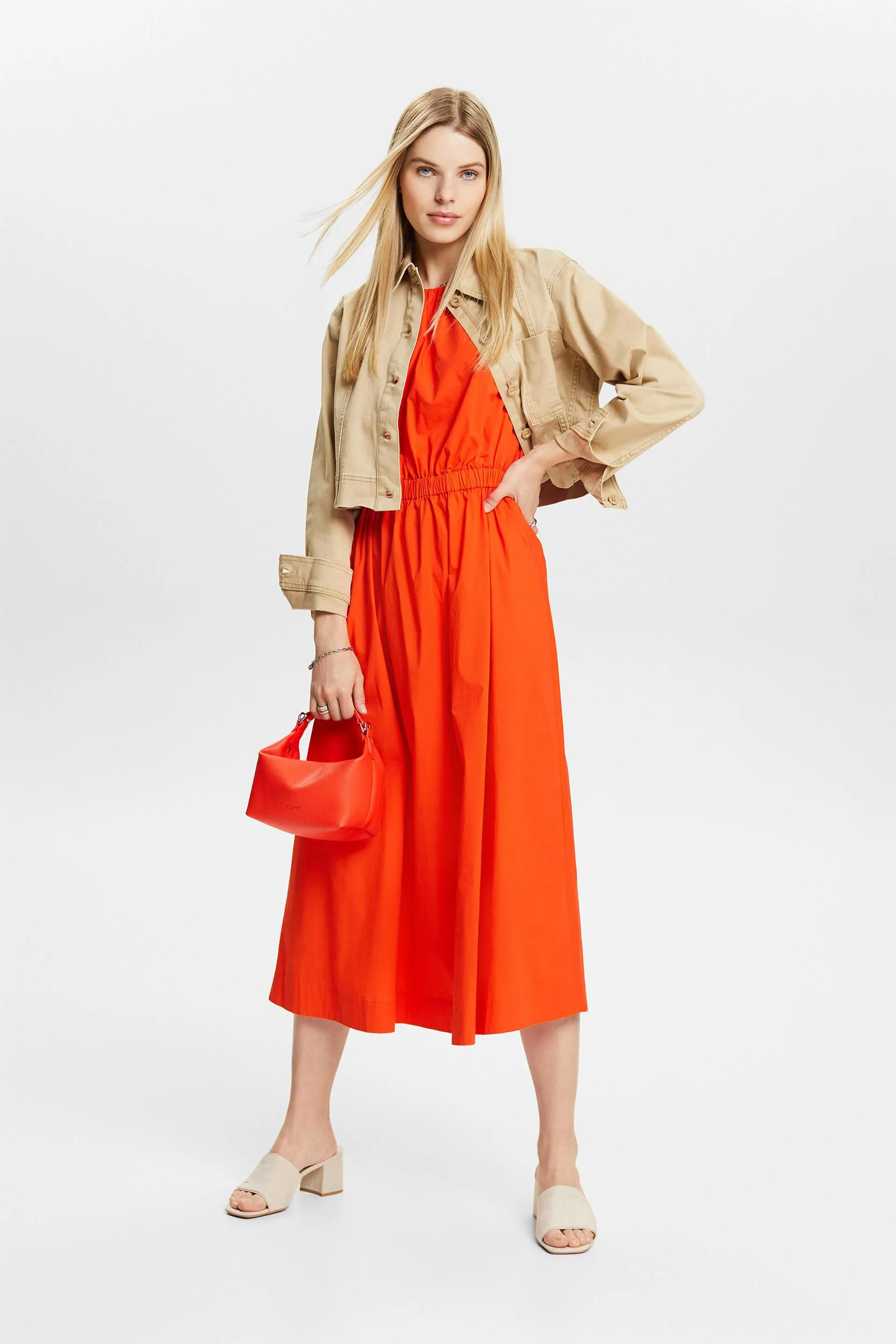 Giacca cropped in twill di cotone