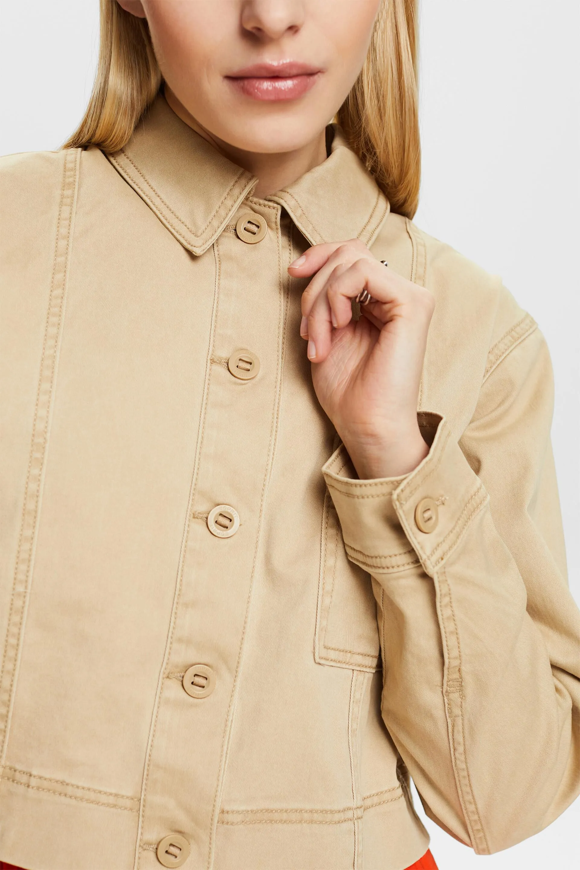Giacca cropped in twill di cotone