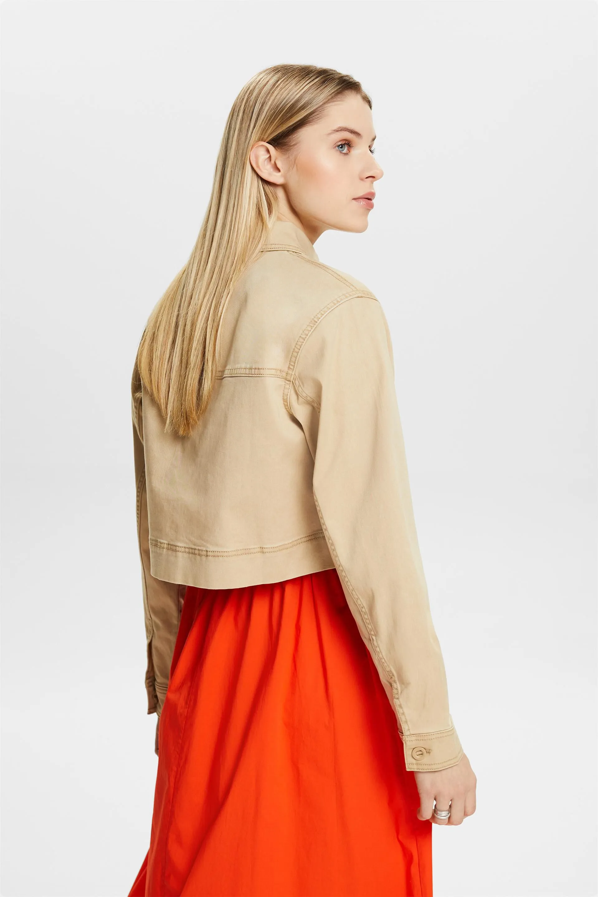 Giacca cropped in twill di cotone