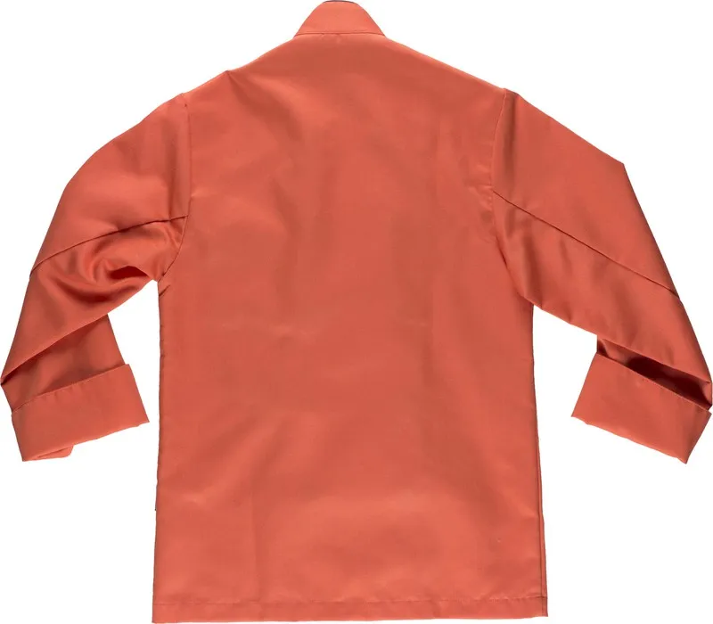 Giacca da cucina unisex in corallo con bottoni di sicurezza e profili a contrasto