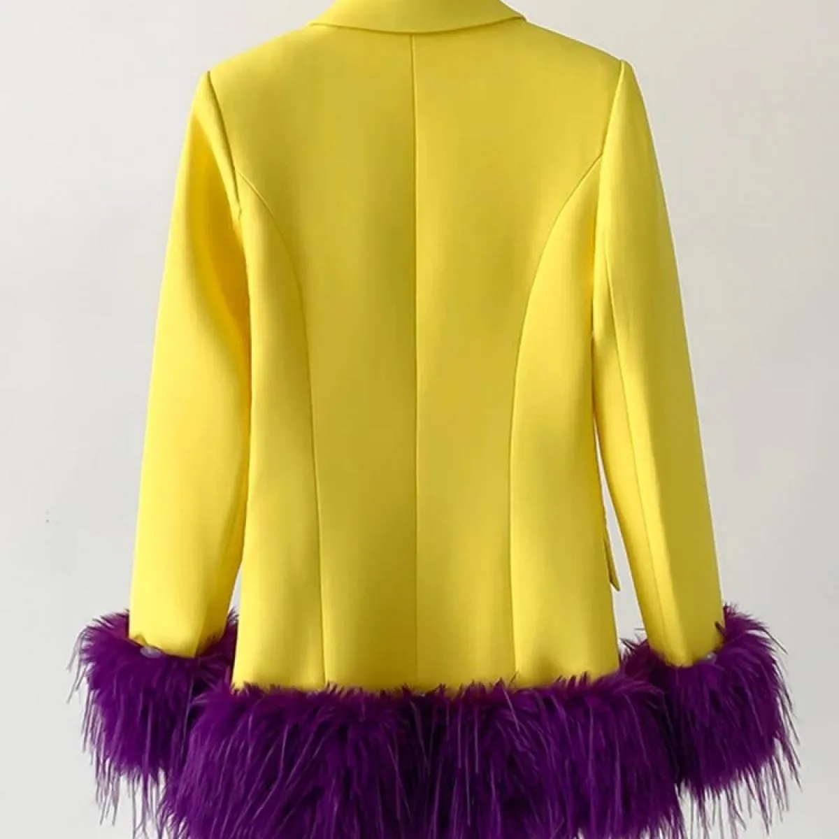 Giacca da donna con bottone singolo impreziosita da piume di High Street, la più recente giacca dal design elegante del 2023