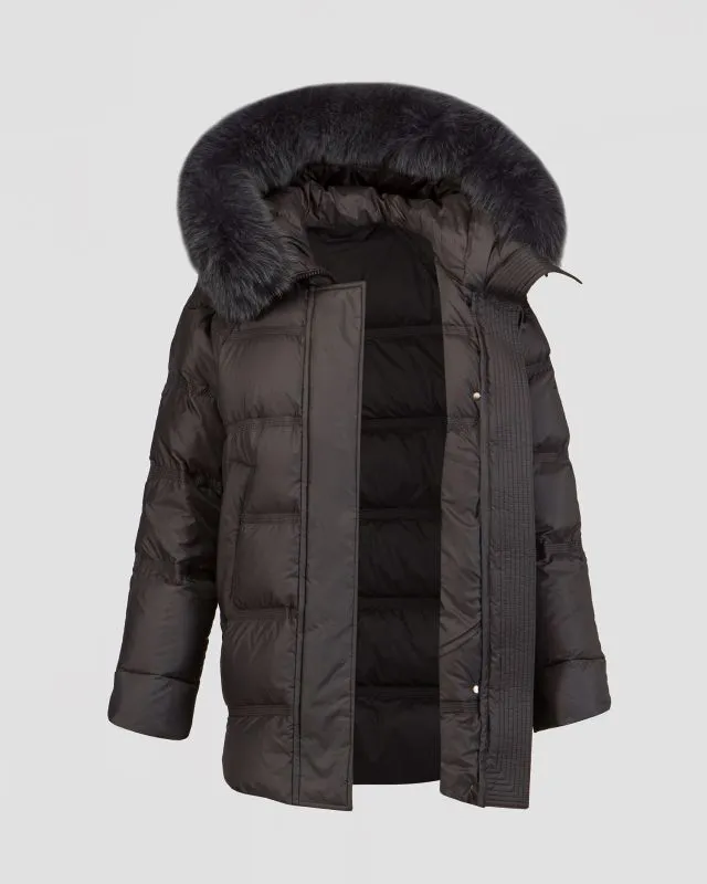 Giacca grigio scuro da donna Peuterey Takan mq 02 fur