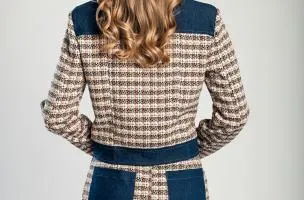 Giacca in tweed e denim, blu scuro