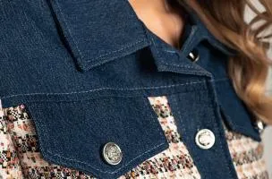 Giacca in tweed e denim, blu scuro