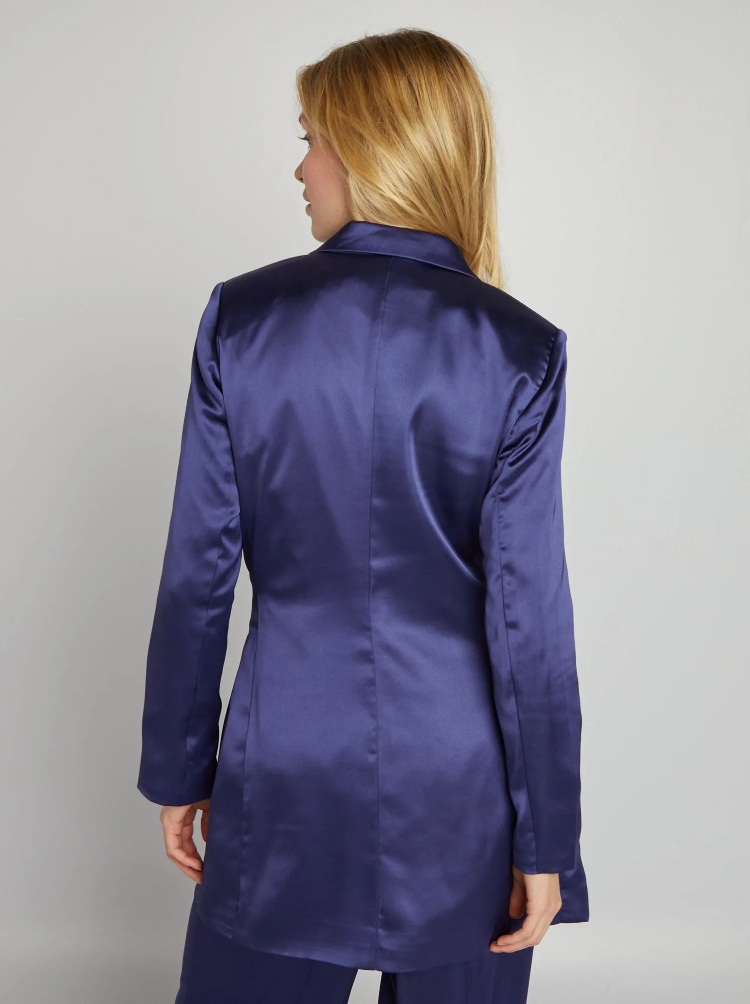 Giacca lunga in raso - BLU