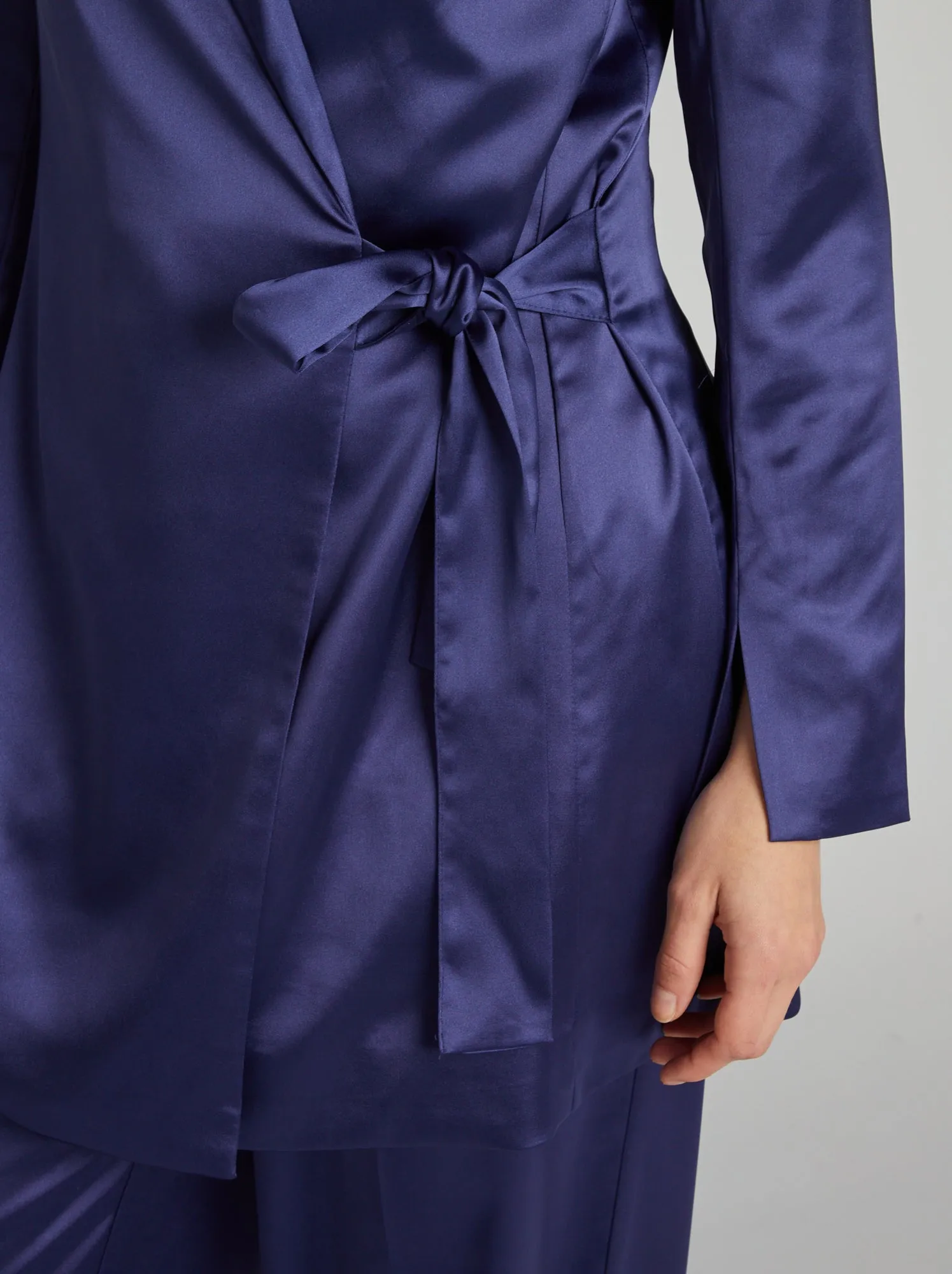 Giacca lunga in raso - BLU