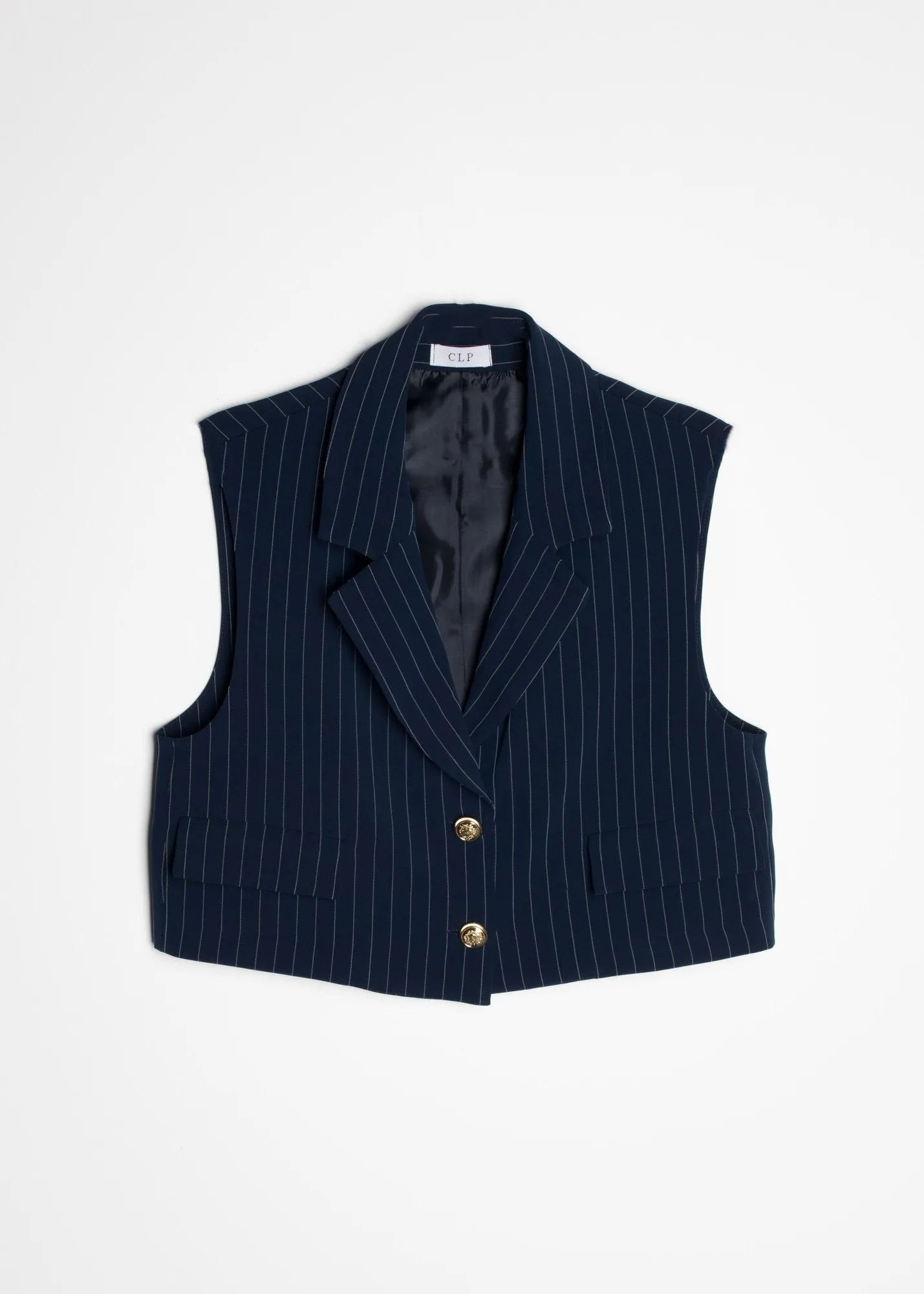 Gilet tagliato gessato