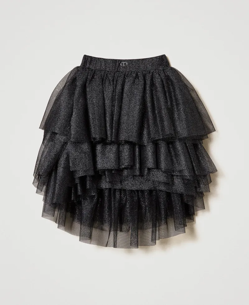 Gonna a balze in tulle lurex