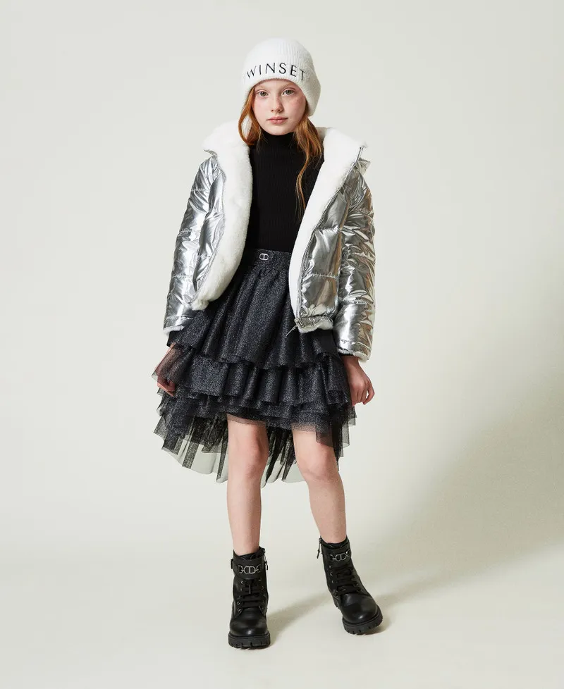 Gonna a balze in tulle lurex