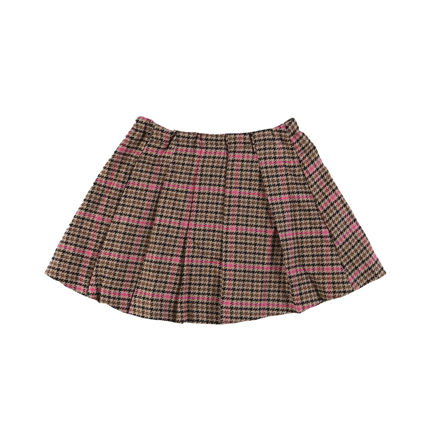 Gonna Mc2 Pied De Poule Beige Con Finiture Rosa