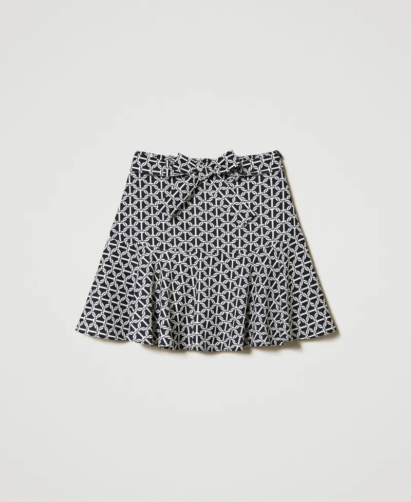 Gonna pantalone in crêpe de Chine con stampa