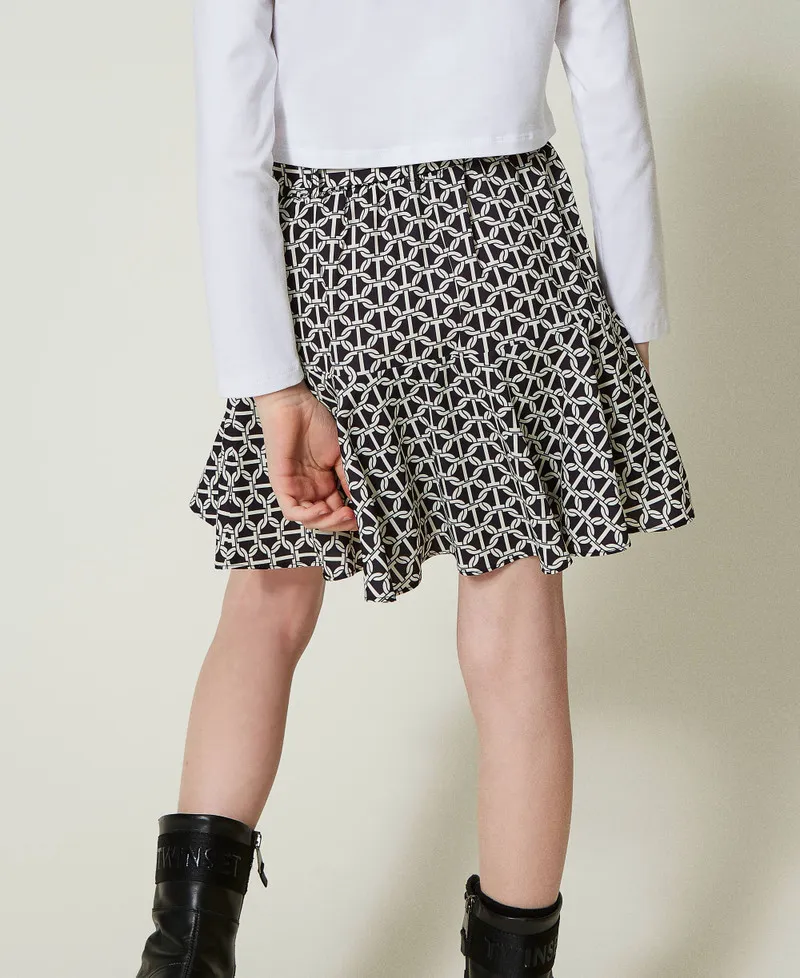 Gonna pantalone in crêpe de Chine con stampa