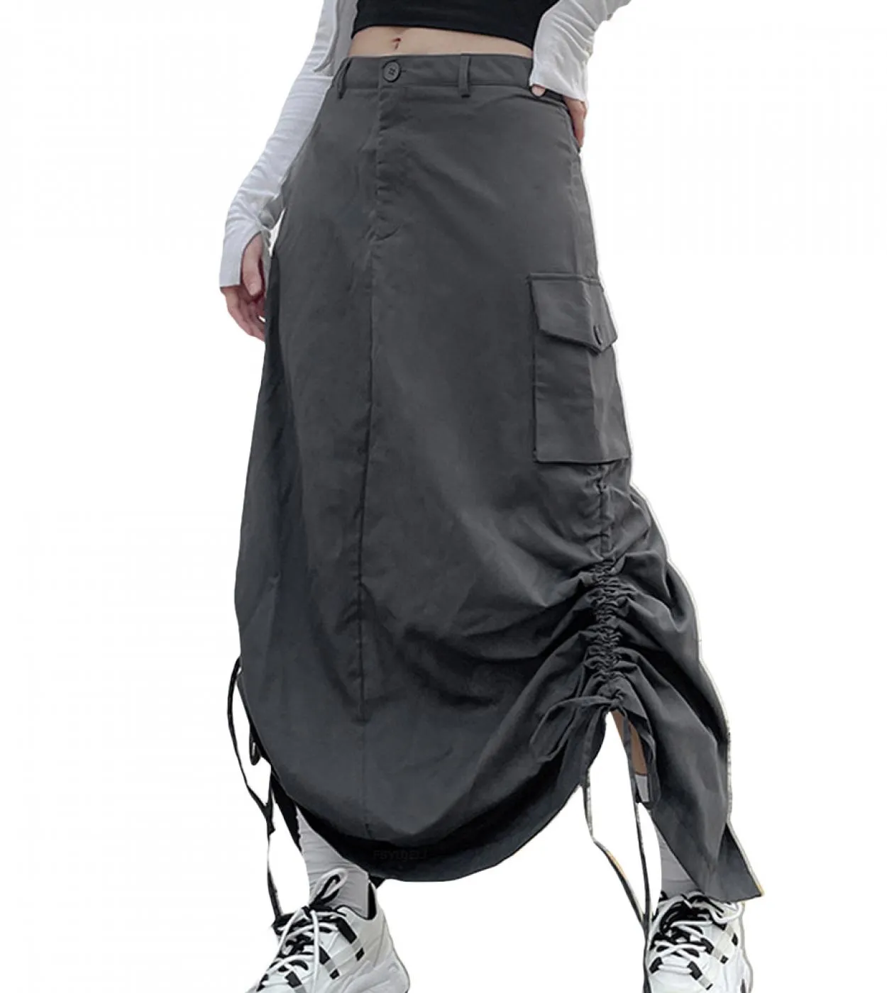 Gonne lunghe da donna con tasche con coulisse gonna ampia arricciata gonne  Vintage Streetwear Dropshipping