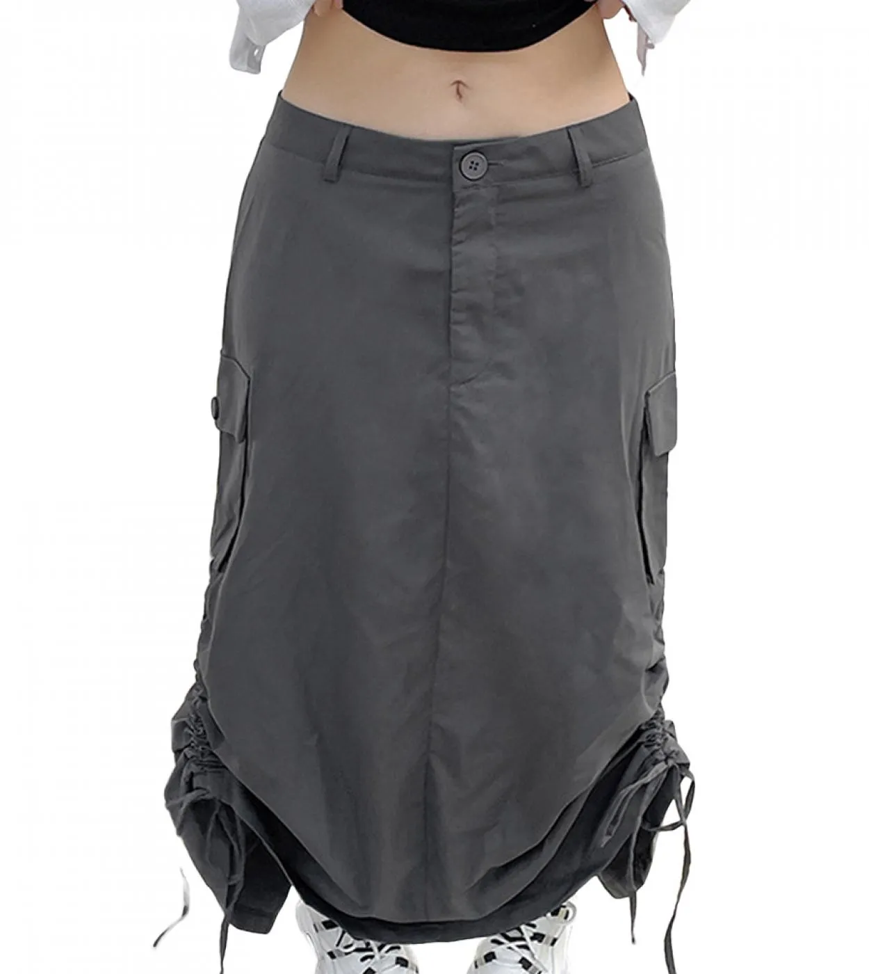 Gonne lunghe da donna con tasche con coulisse gonna ampia arricciata gonne  Vintage Streetwear Dropshipping
