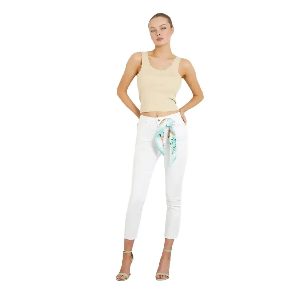 Guess Pantalone 5t Capri W4GA91 W93CE G011 Bianco