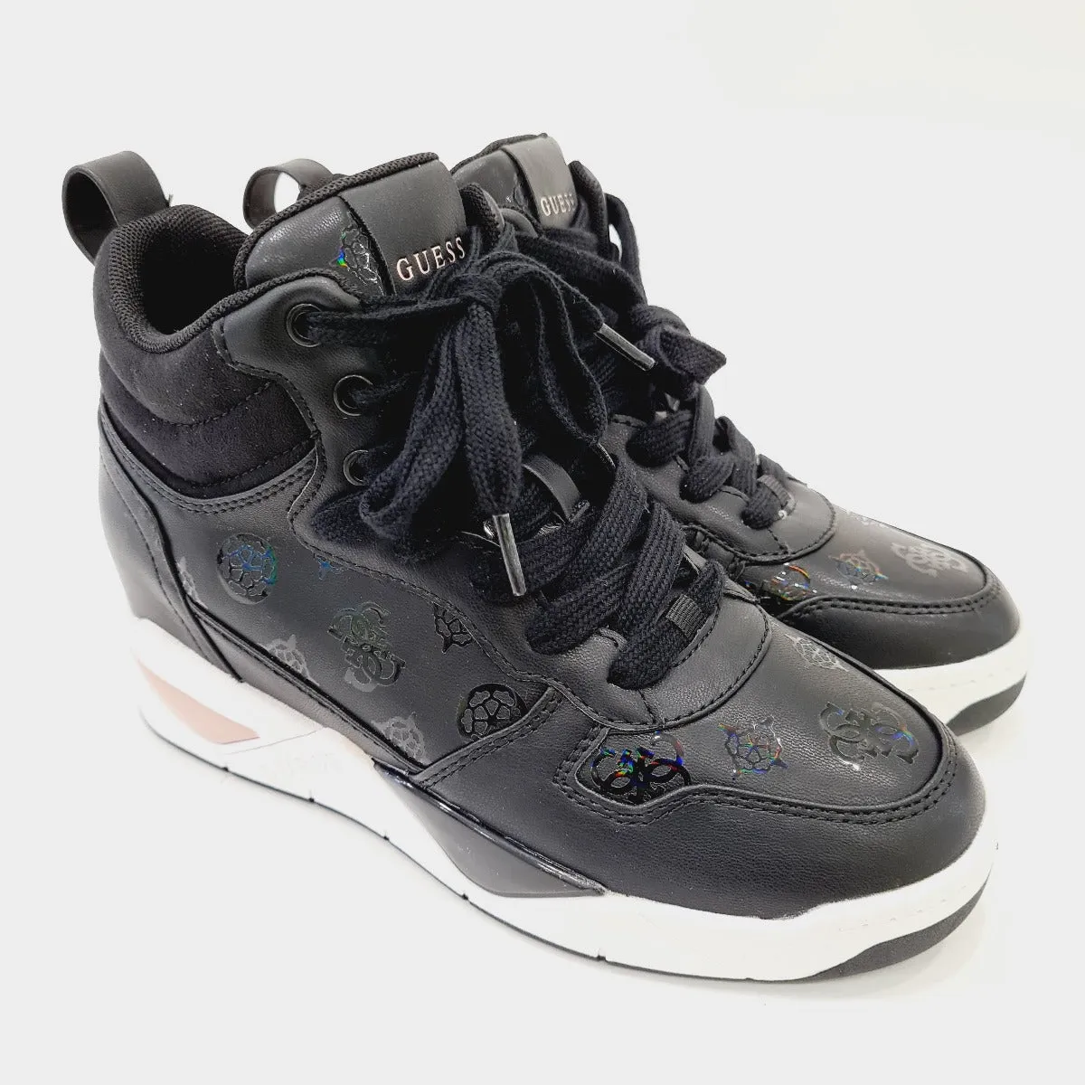 Guess Sneakers pelle black fondo gomma alta 7 cm. (4 cm + 3 cm interni) rif. G602