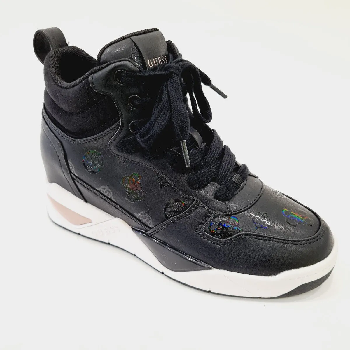 Guess Sneakers pelle black fondo gomma alta 7 cm. (4 cm + 3 cm interni) rif. G602