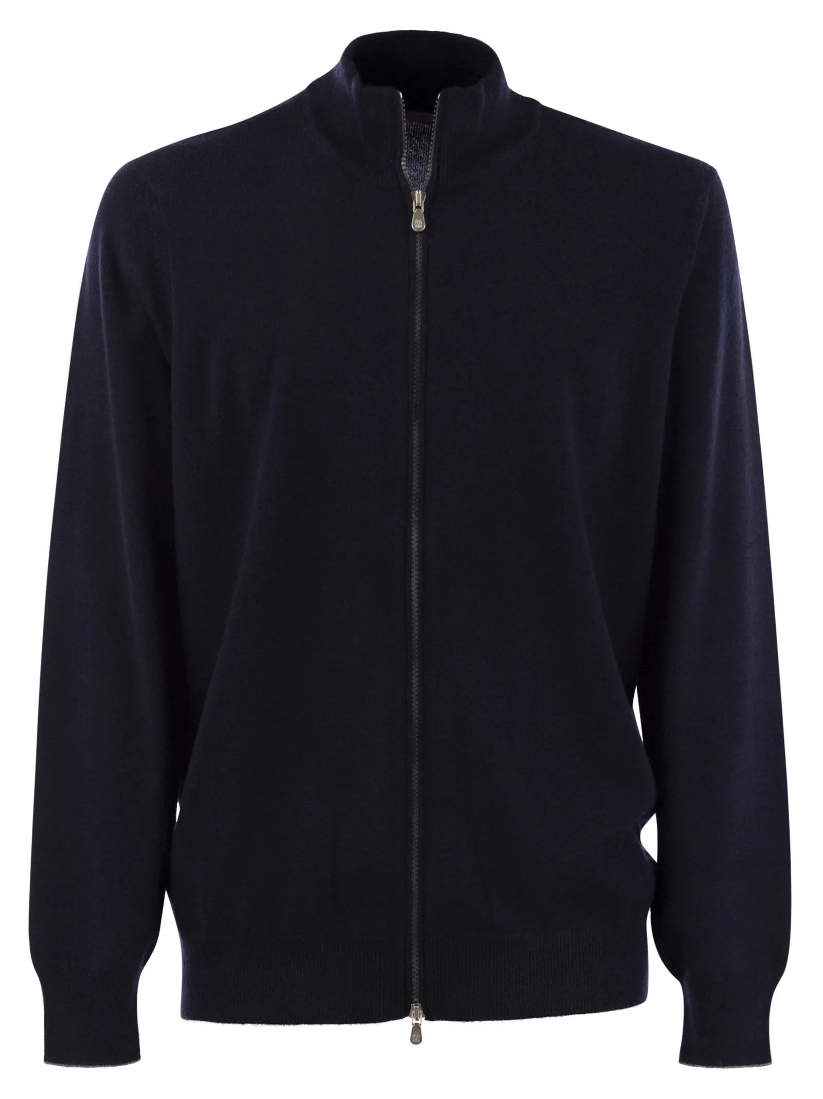 High-necked cashmere cardigan with zip