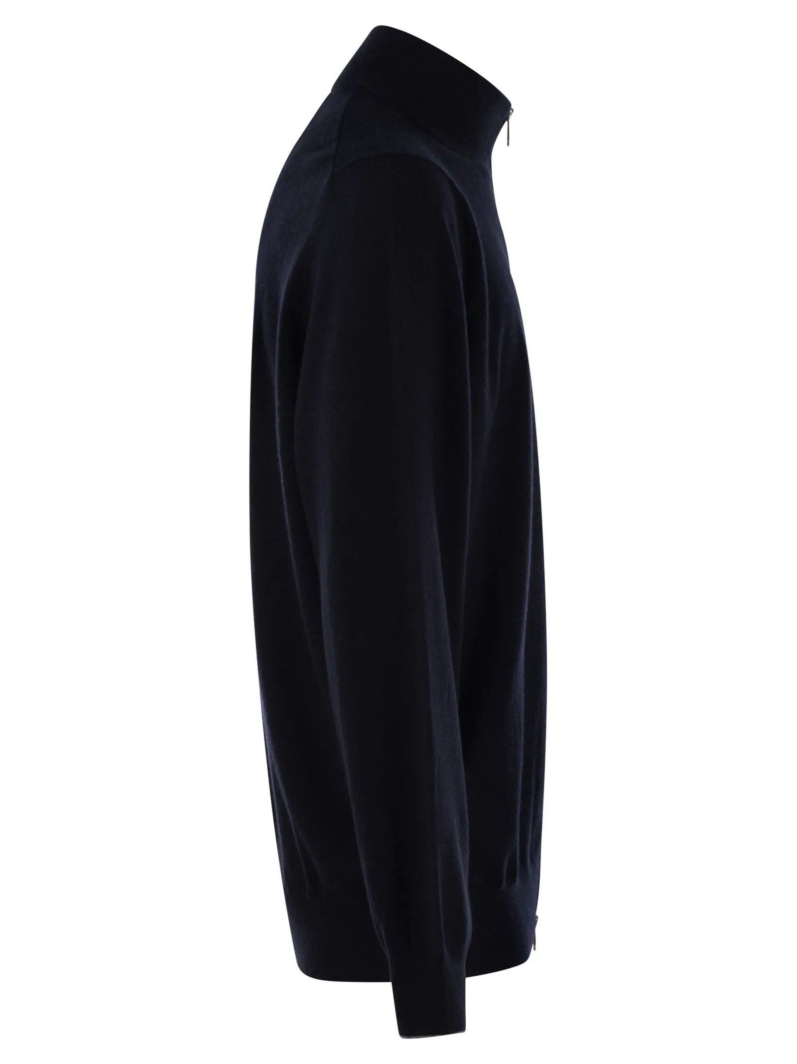 High-necked cashmere cardigan with zip
