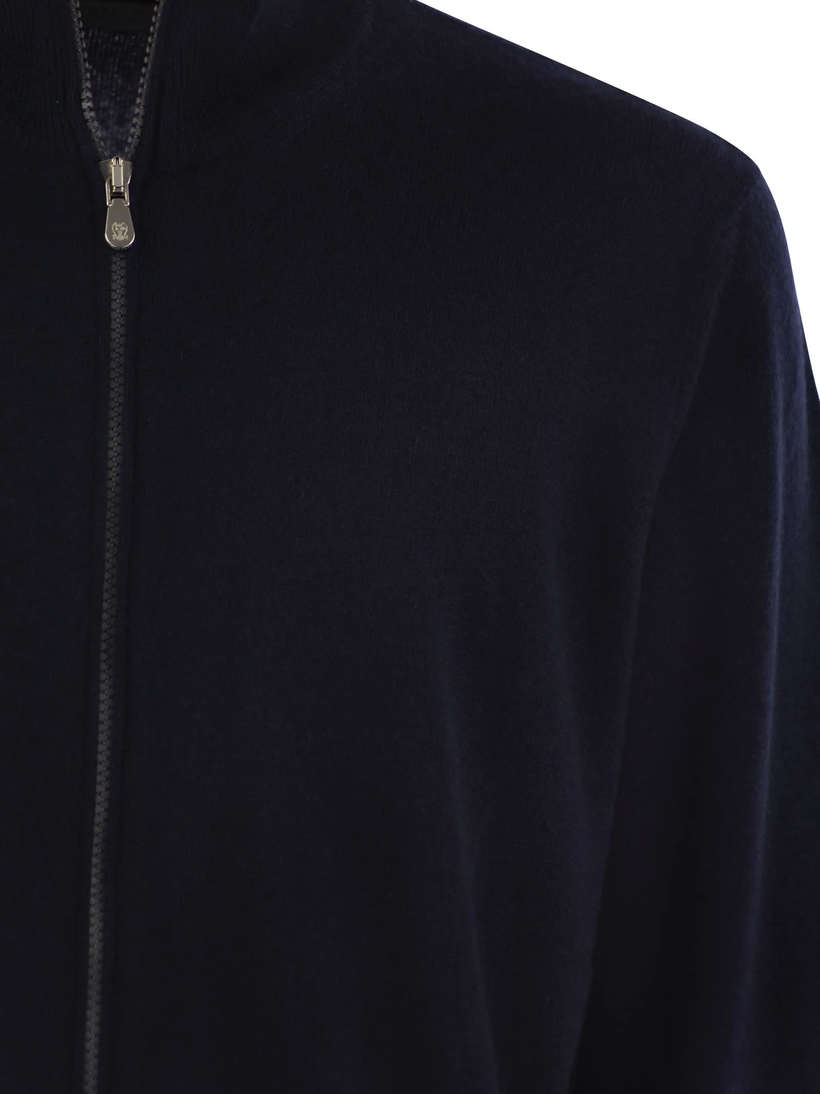 High-necked cashmere cardigan with zip