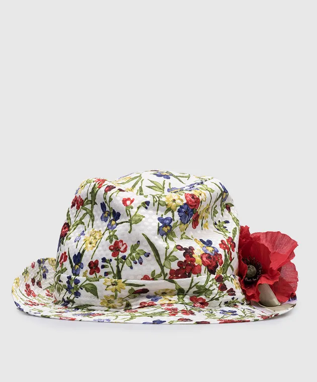 Il Trenino Cappello bianco per bambini con stampa floreale 5516
