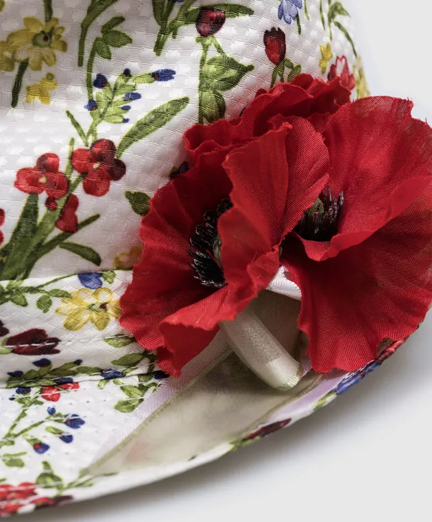 Il Trenino Cappello bianco per bambini con stampa floreale 5516