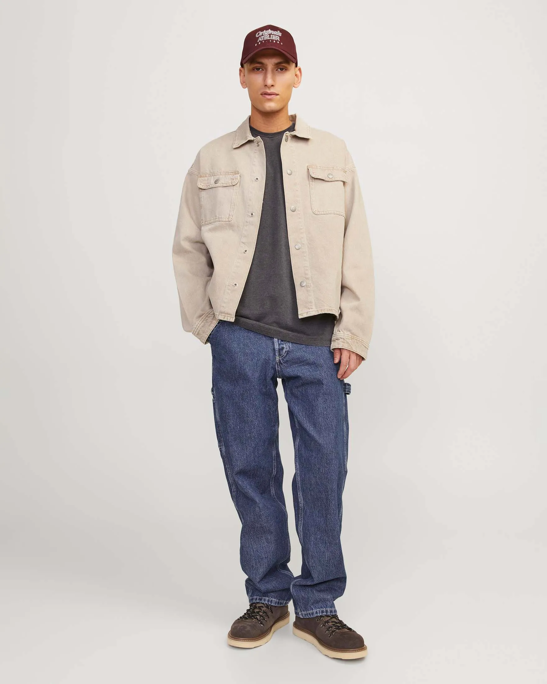 Jeans carpenter loose-fit in puro cotone lavaggio medio stone washed