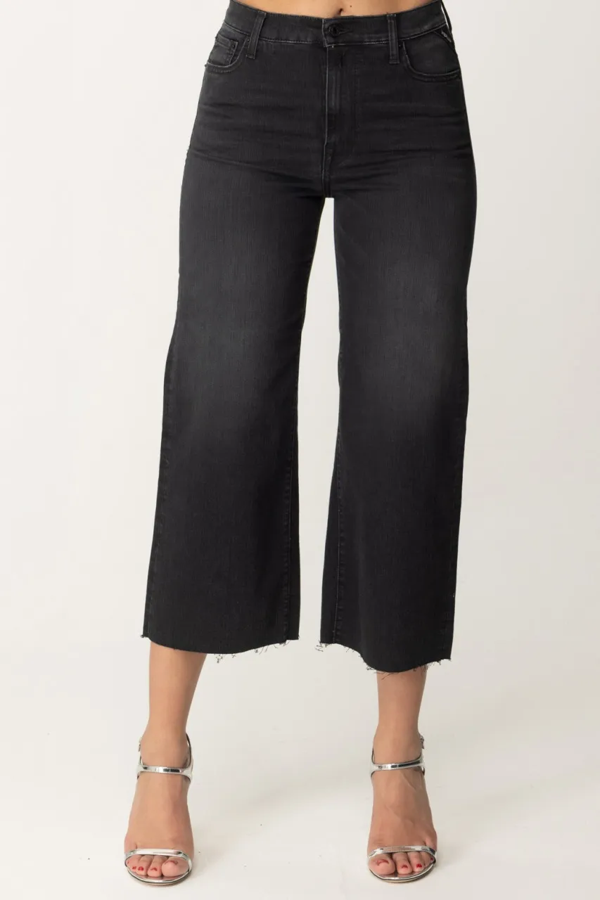 Jeans crop wide leg Black