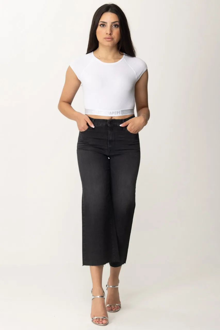 Jeans crop wide leg Black