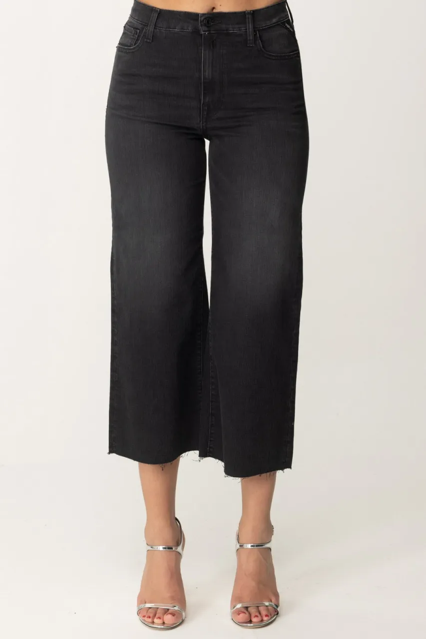 Jeans crop wide leg Black