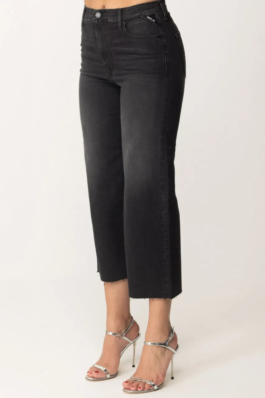 Jeans crop wide leg Black