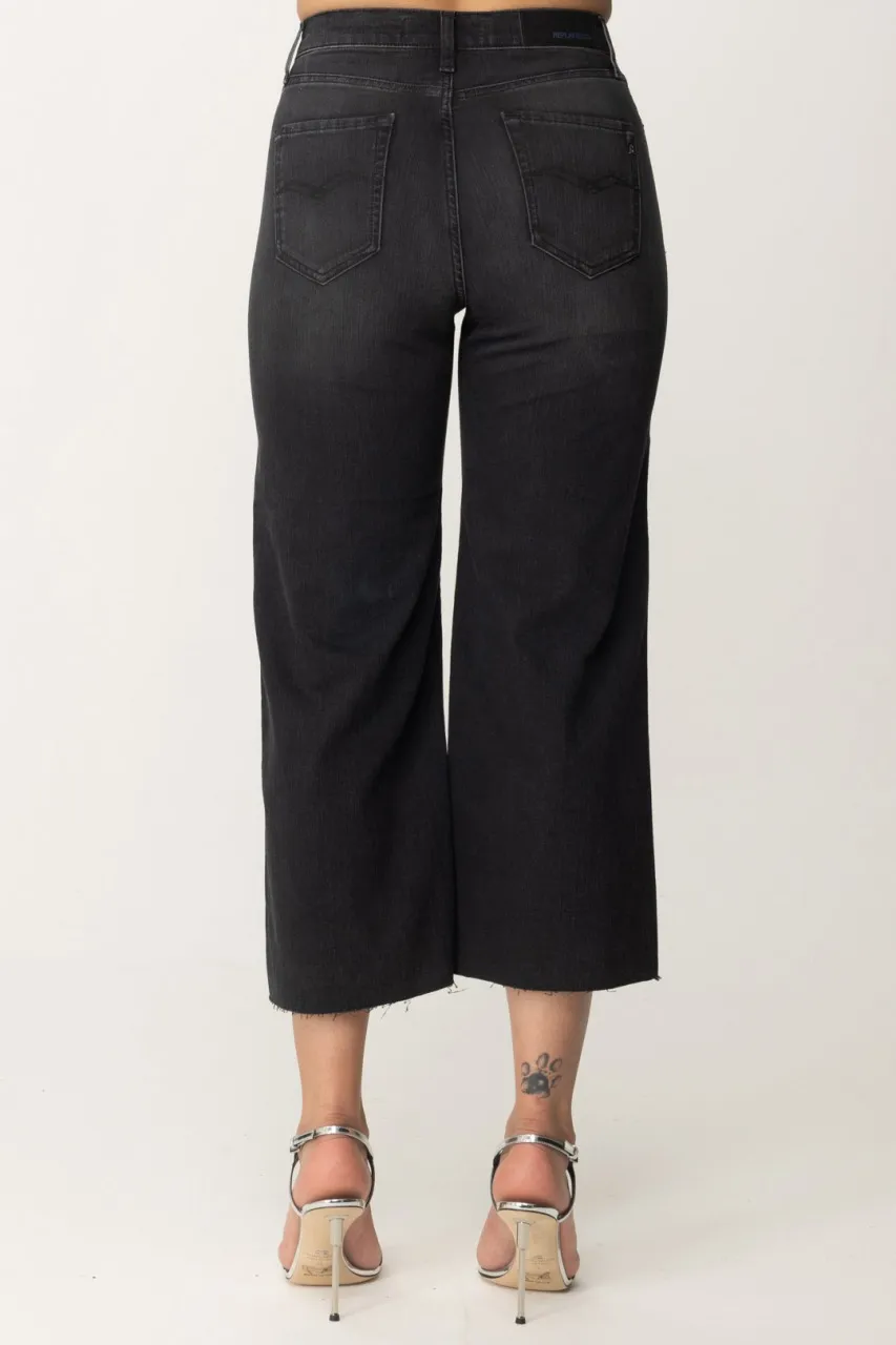 Jeans crop wide leg Black